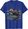 Sea Otter Ukiyo-e Animal Lover Gift T-Shirt - Royal Blue