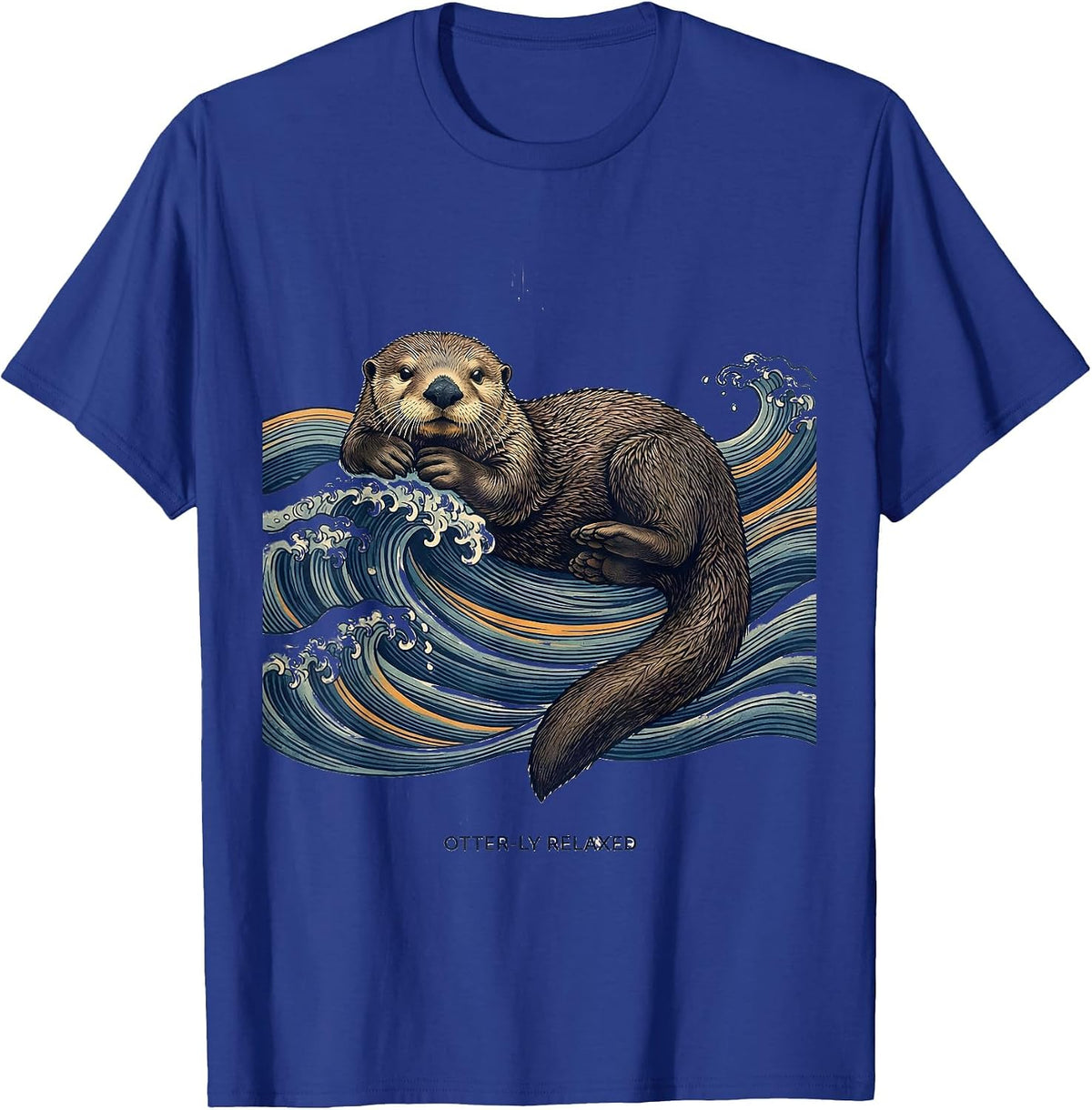 Sea Otter Ukiyo-e Animal Lover Gift T-Shirt - Royal Blue