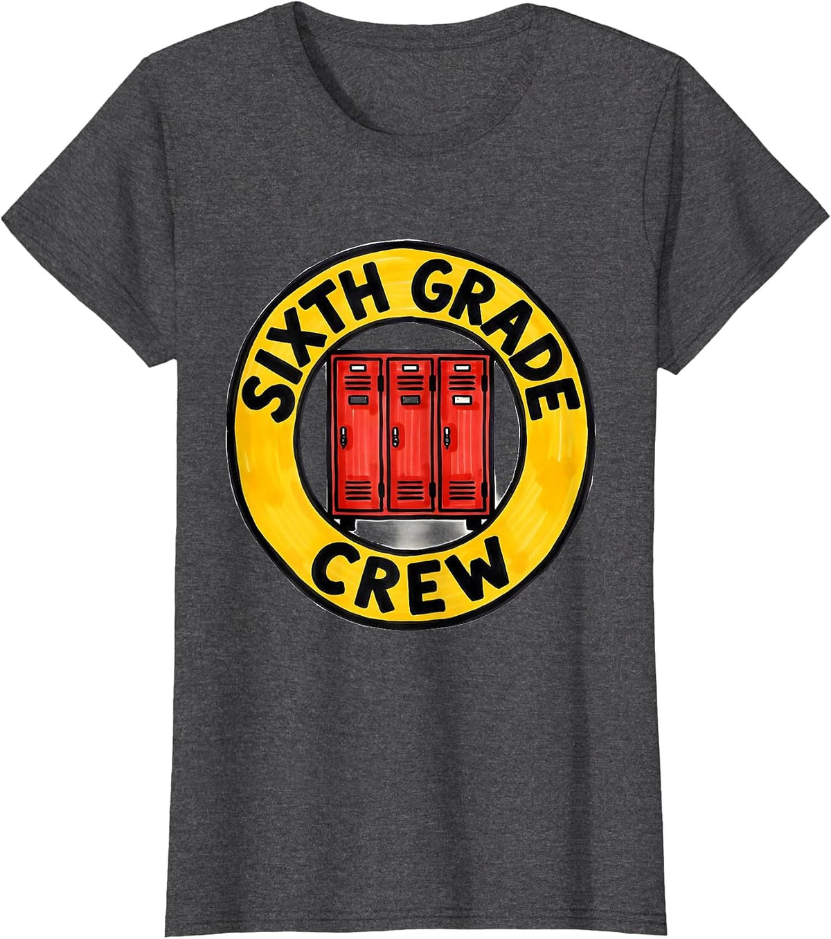 Women's Sixth Grade Crew Funny Middle School Teacher Back To School T-Shirt - Dark Heather Grey