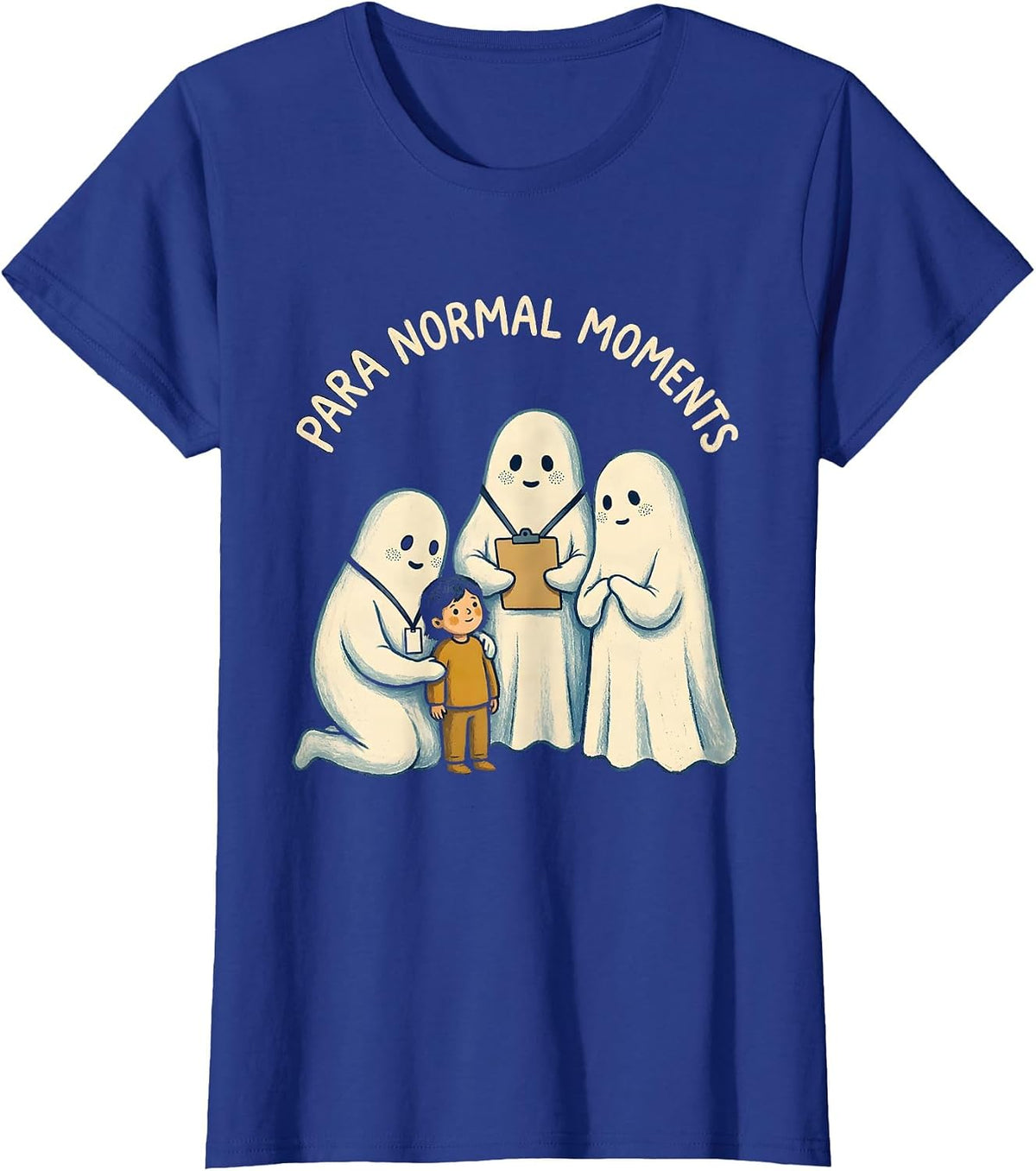 Women's Para Normal Moments Storybook Ghost Paraeducator Halloween T-Shirt - Royal Blue