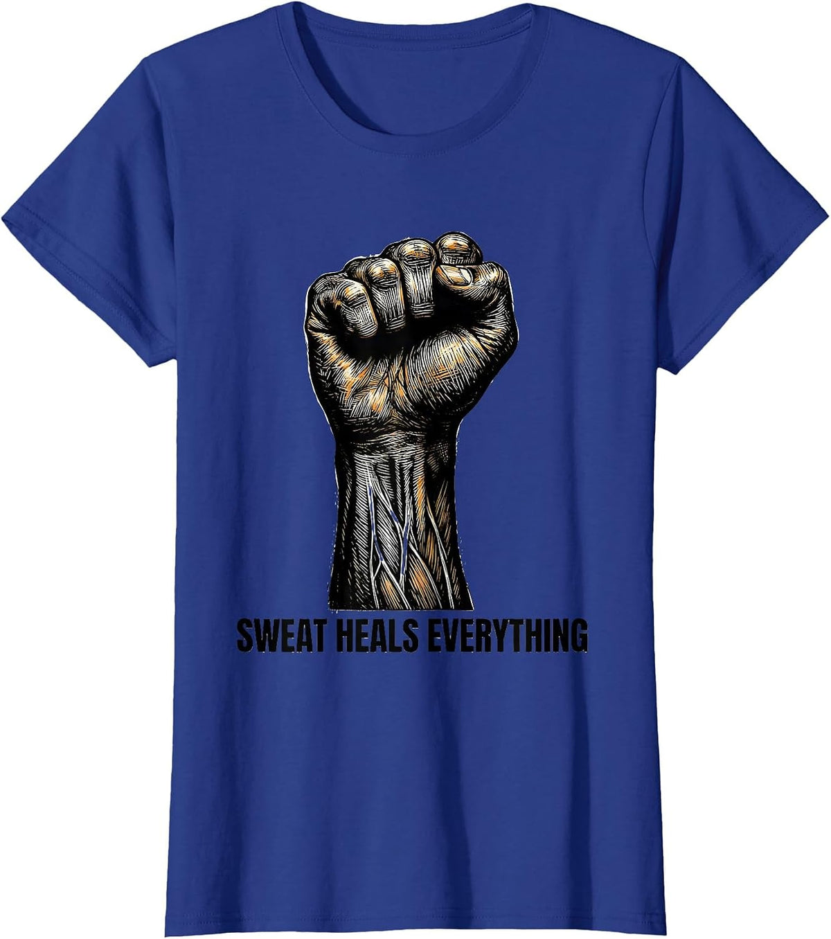 Women's Sweat Heals Everything Physical Therapy Design T-Shirt - Royal Blue