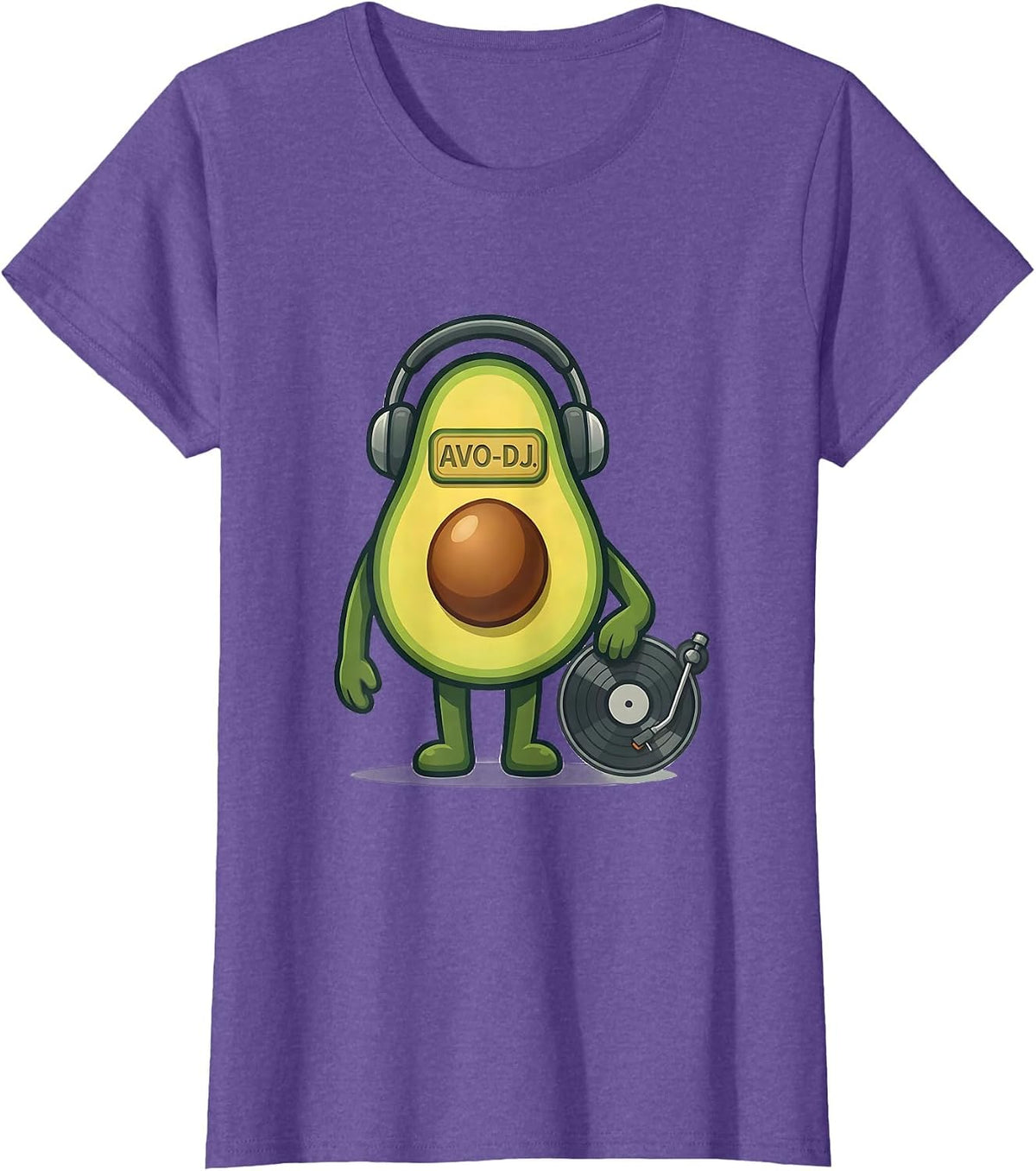 Avo-DJ Flat Vector Funny Avocado Halloween Costume Matching T-Shirt - Purple Heather
