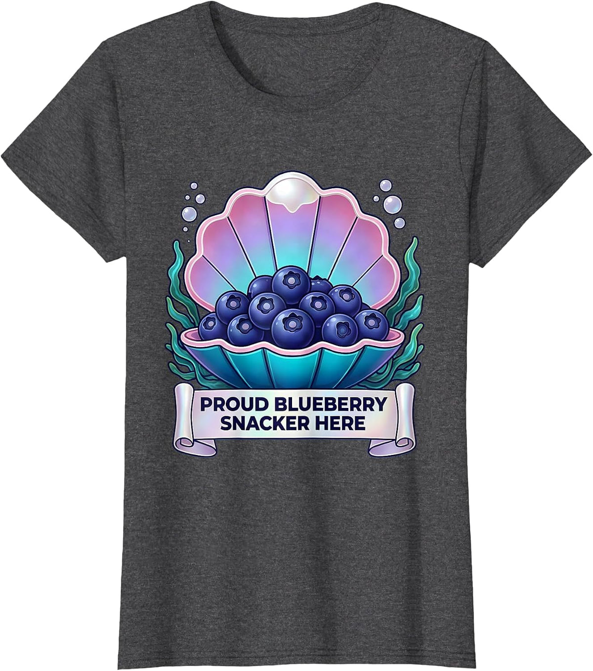 Women's Proud Blueberry Snacker Here Red White Blue Design T-Shirt - Dark Heather Grey