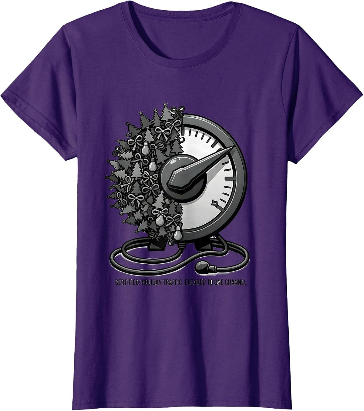 Women's Certified: Holiday Traffic, Cleared To One Channel Funny T-Shirt - Purple