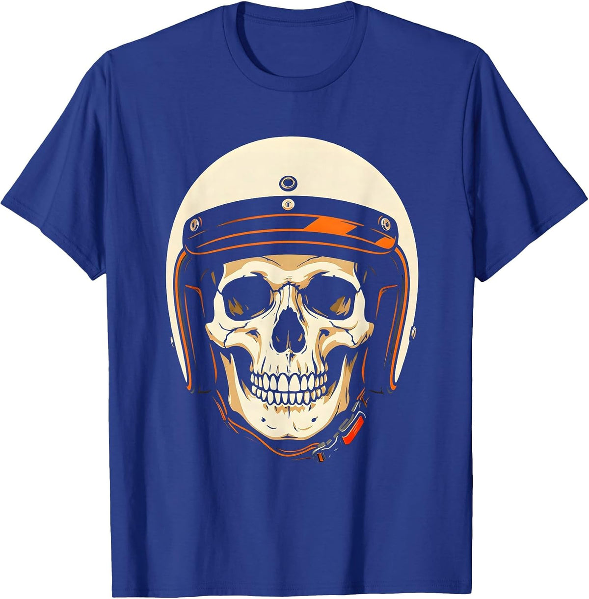 Men's Skull in Vintage Motorcycle Helmet Graphic T-Shirt - Royal Blue