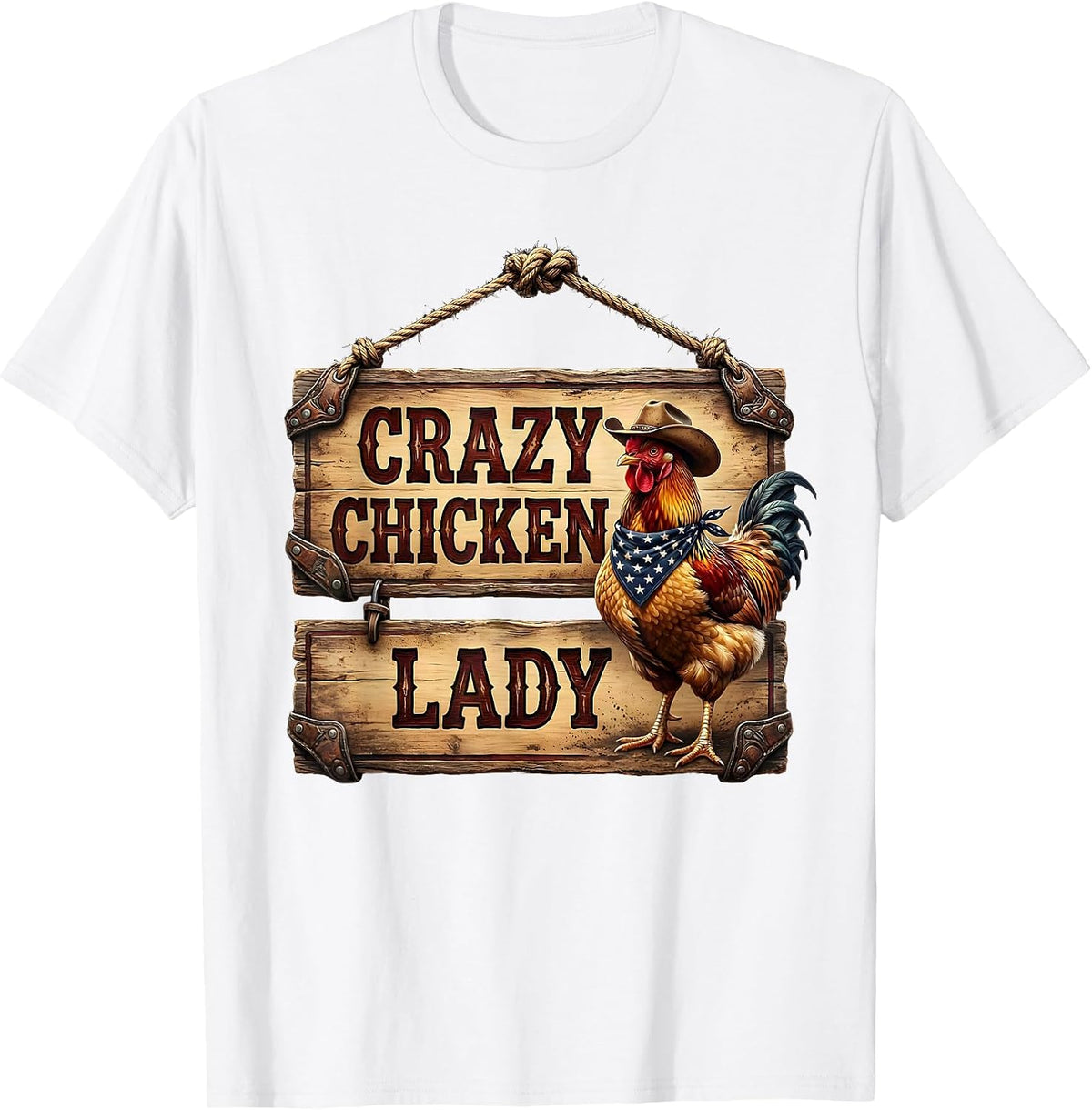 Men's Crazy Chicken Lady Funny Hen Lover Design T-Shirt - White