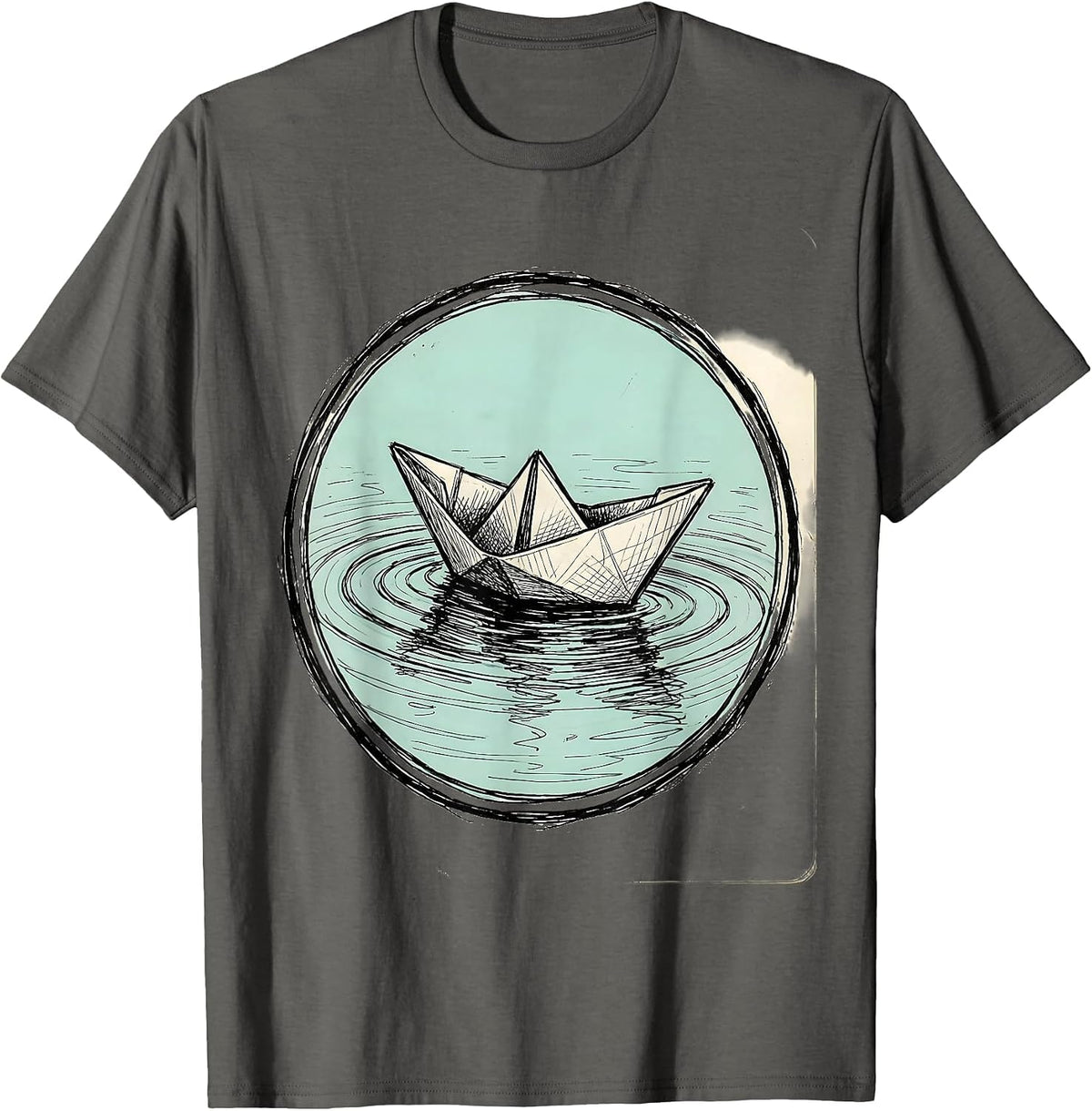 Men's Autism Awareness Paper Boat Reflective Water Design T-Shirt - Asphalt Grey