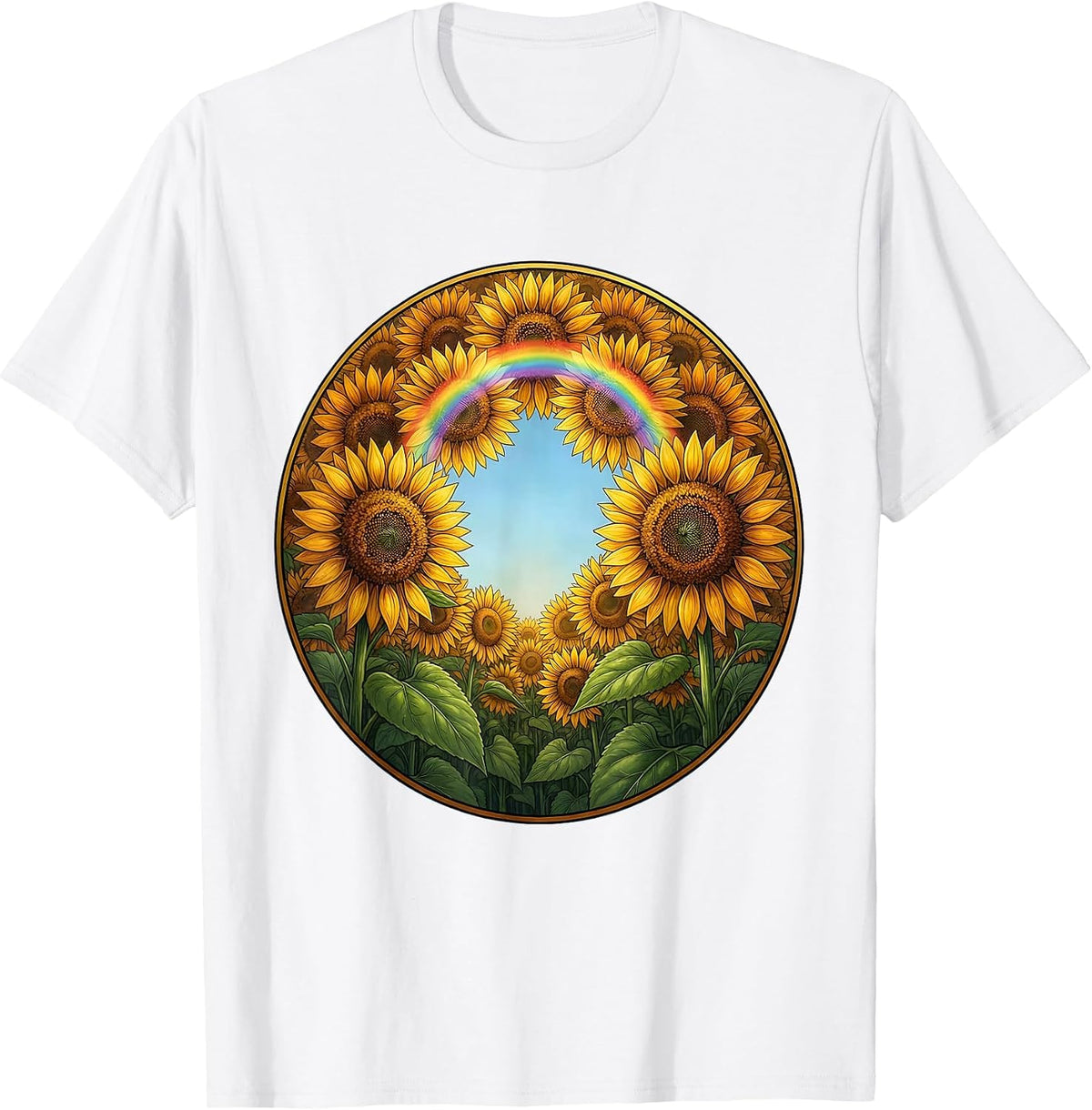 Autism Awareness Sunflower Field Looking Up T-Shirt - White
