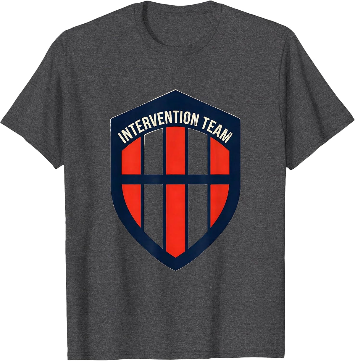 Men's Intervention Team Emblem Early Intervention Teacher Squad T-Shirt - Dark Heather Grey