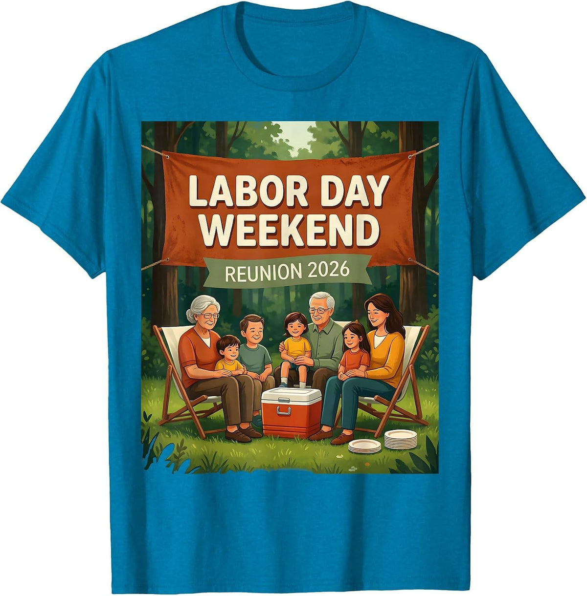 Labor Day Weekend Reunion 2026 Family Matching Group T-Shirt - Sapphire Blue