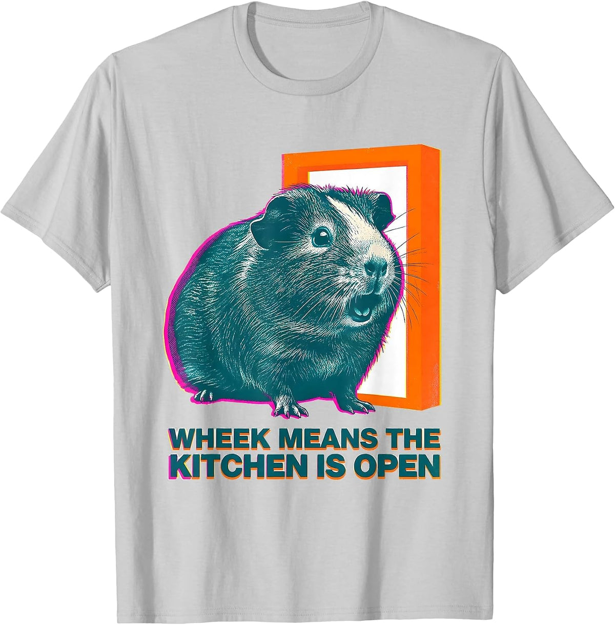 Men's Wheek Means The Kitchen Is Open Funny Guinea Pig Pet Lover T-Shirt - Silver Grey