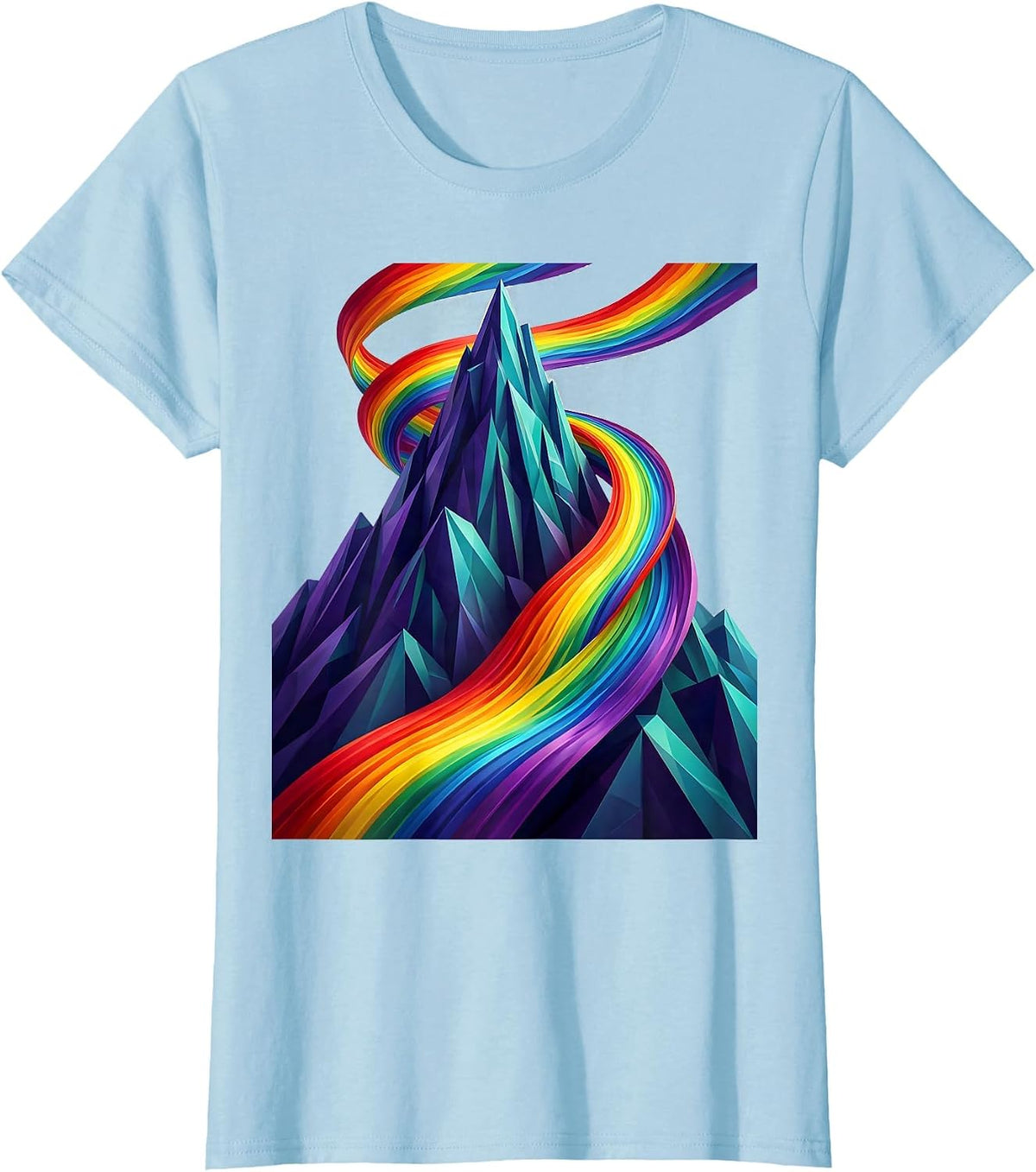 Autism Awareness Mountain Peak Ribbon Colors T-Shirt - Baby Blue