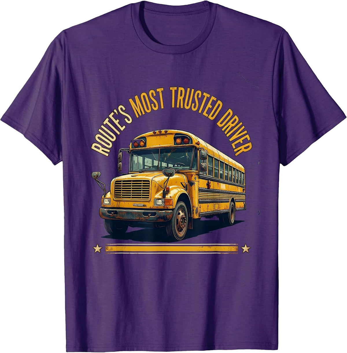 Men's Route's Most Trusted Driver Vintage School Bus Driver Humor T-Shirt - Purple