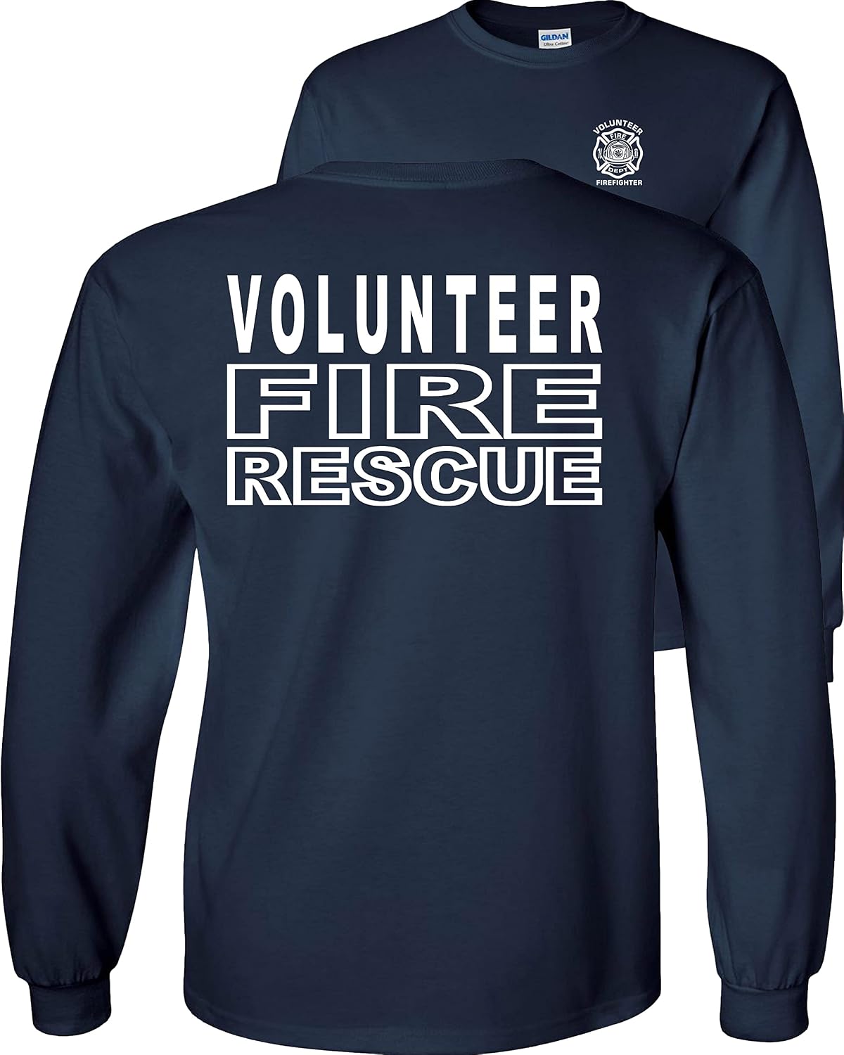 Volunteer Fire Rescue Long Sleeve Shirt Firefighter VFD - Navy