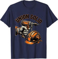 UNION SOLID Labor Pride Union Worker Solidarity T-Shirt - Navy Blue