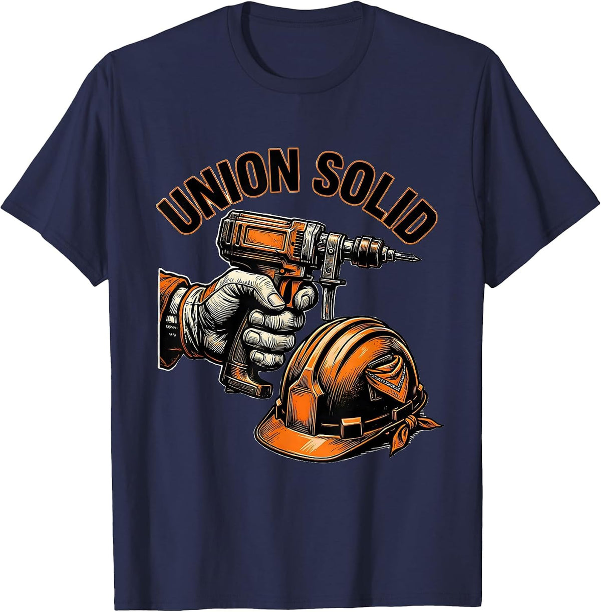 UNION SOLID Labor Pride Union Worker Solidarity T-Shirt - Navy Blue