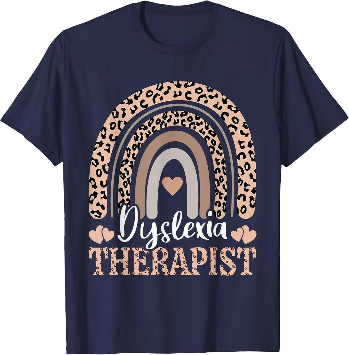 Dyslexia Teacher Therapist Rainbow Back to School Cute T-Shirt - Navy Blue