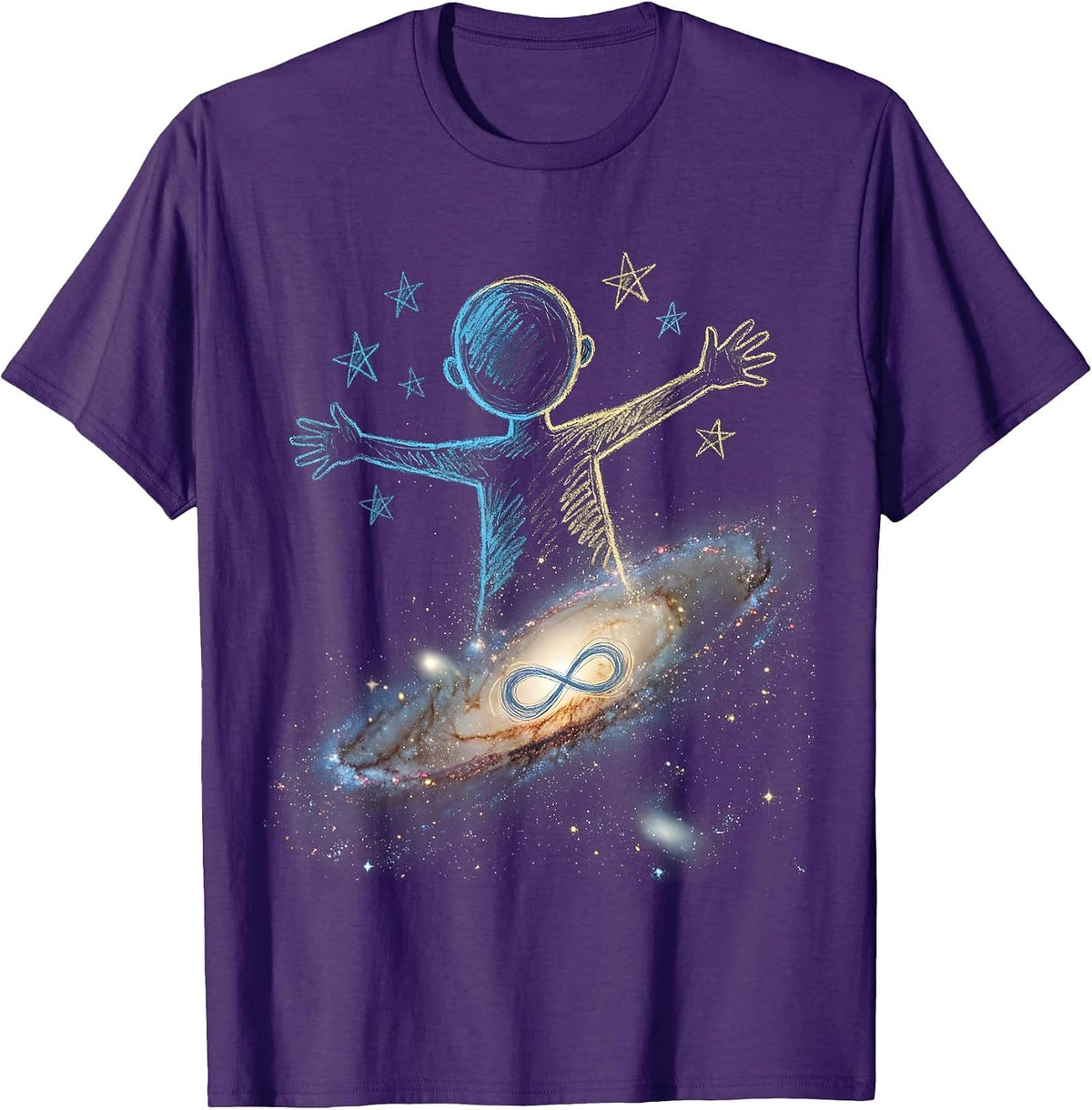 Autism Awareness Chalkboard Galaxy Art T-Shirt - Purple