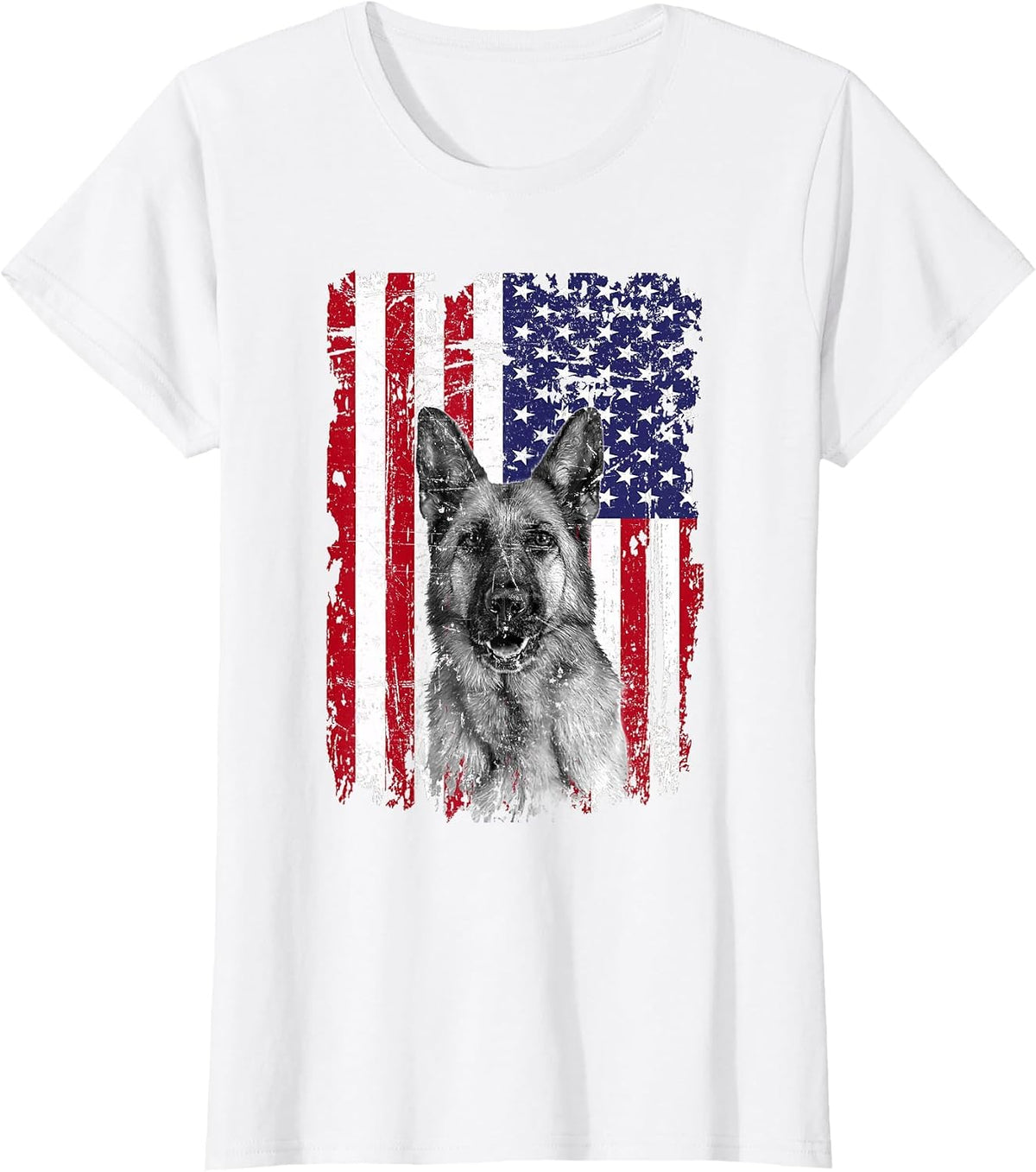 Patriotic German Shepherd American Flag 2026 4th of July T-Shirt - White