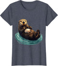Sea Otter Balancing Shell Funny Otter Lover Humor T-Shirt, Women, Heather Blue, Medium - As Pictured
