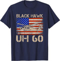 Patriotic USA Flag Military Helicopter UH-60 Black Hawk T-Shirt - Navy Blue