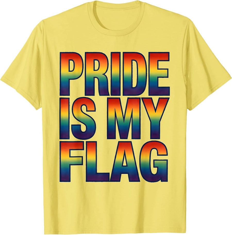 Men's Pride Is My Flag Bold LGBTQ Pride Design T-Shirt - Lemon Yellow