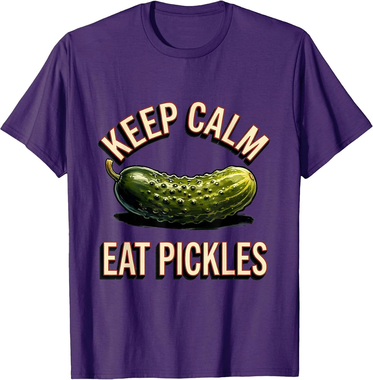 Keep Calm Eat Pickles Funny Food Lover Design T-Shirt - Purple