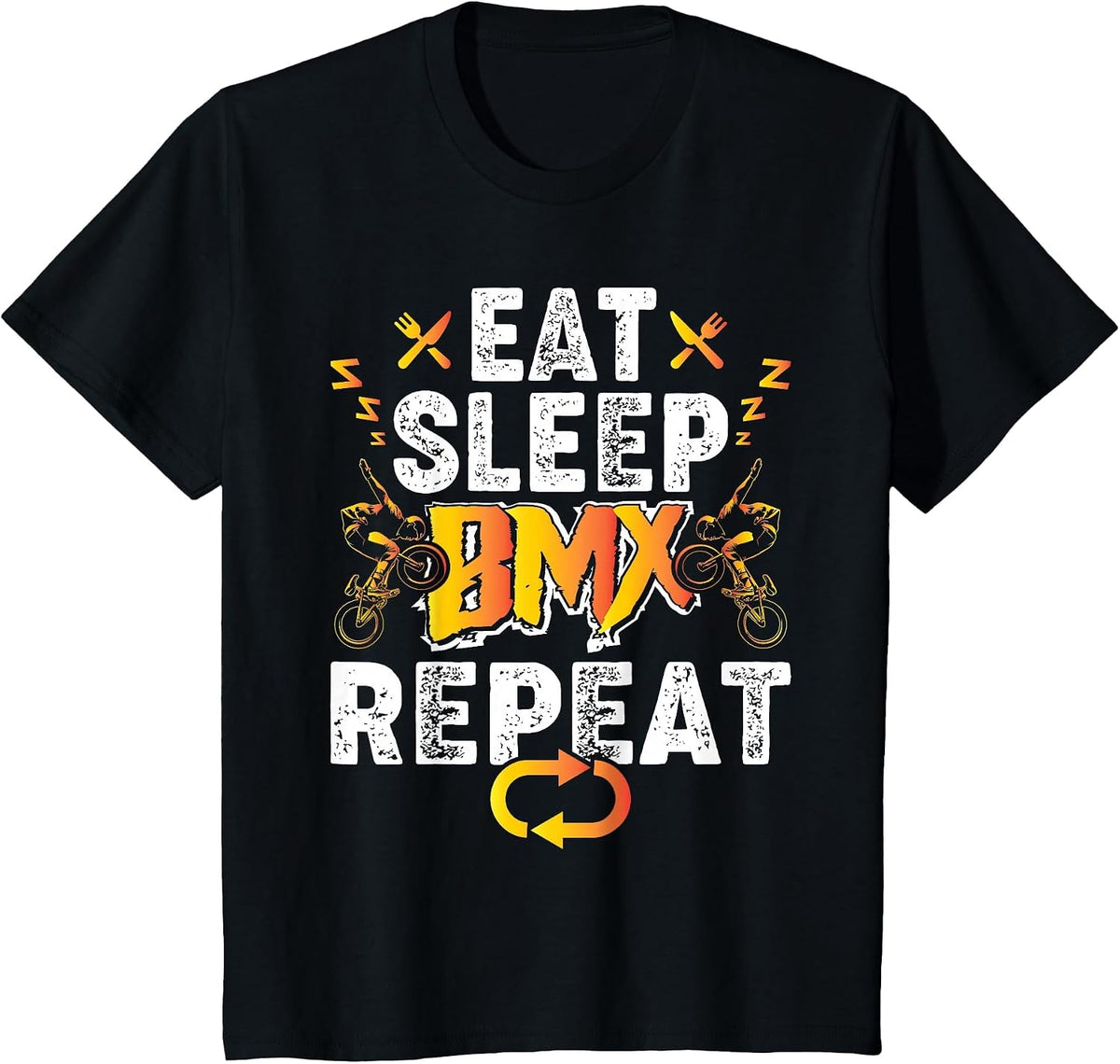 Eat Sleep BMX Repeat - Cyclist Bike Bicycle T-Shirt - Black