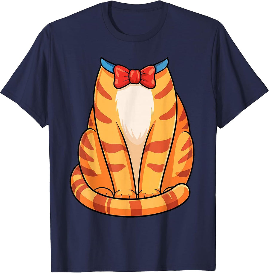 Orange Cat Shirt Adult Kids Men Women Tabby Cat Costume T-Shirt - Navy Blue