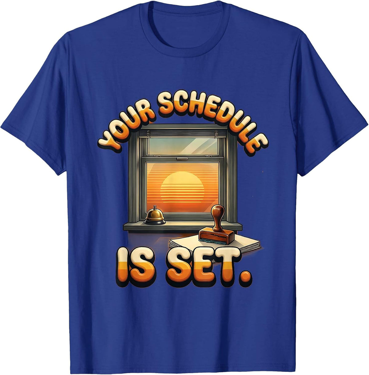 Men's Your Schedule Is Set Retro 70s School Counselor Schedule T-Shirt - Royal Blue
