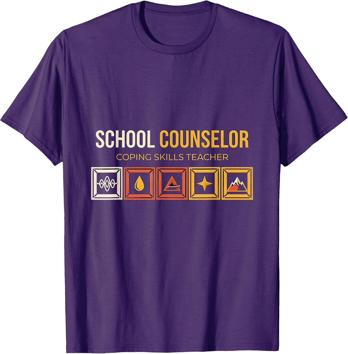 Men's School Counselor Coping Skills Teacher Geometric T-Shirt - Purple