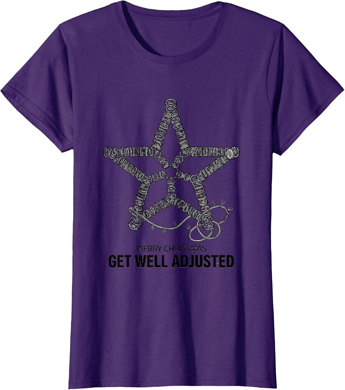 Women's Merry Christmas, Get Well Adjusted Funny Chiropractor T-Shirt - Purple