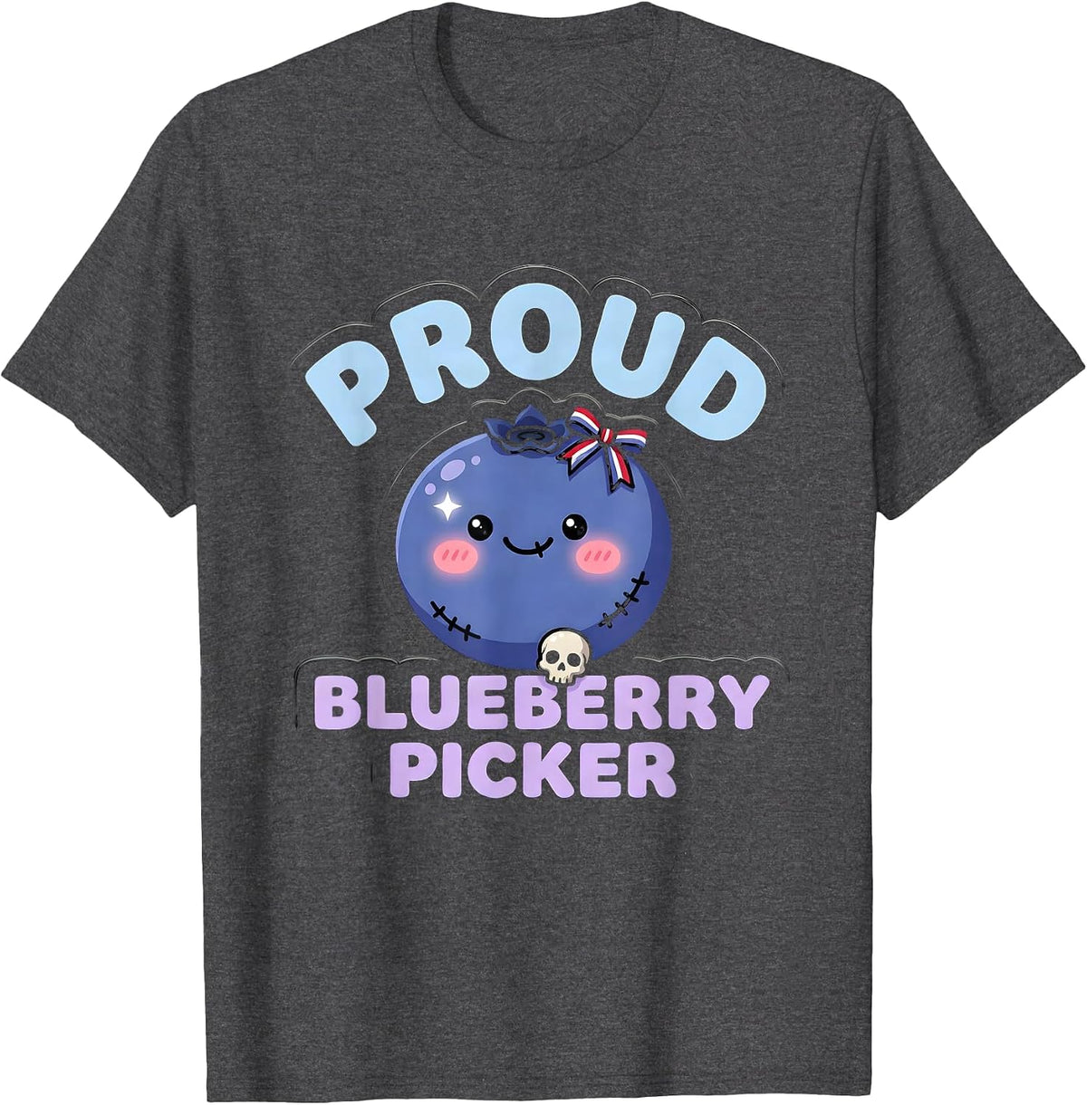 Men's Proud Blueberry Picker Red White and Blueberries T-Shirt - Dark Heather Grey