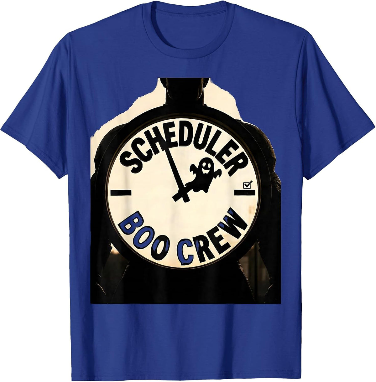 Men's Scheduler Boo Crew Funny Workplace Halloween Matching T-Shirt - Royal Blue