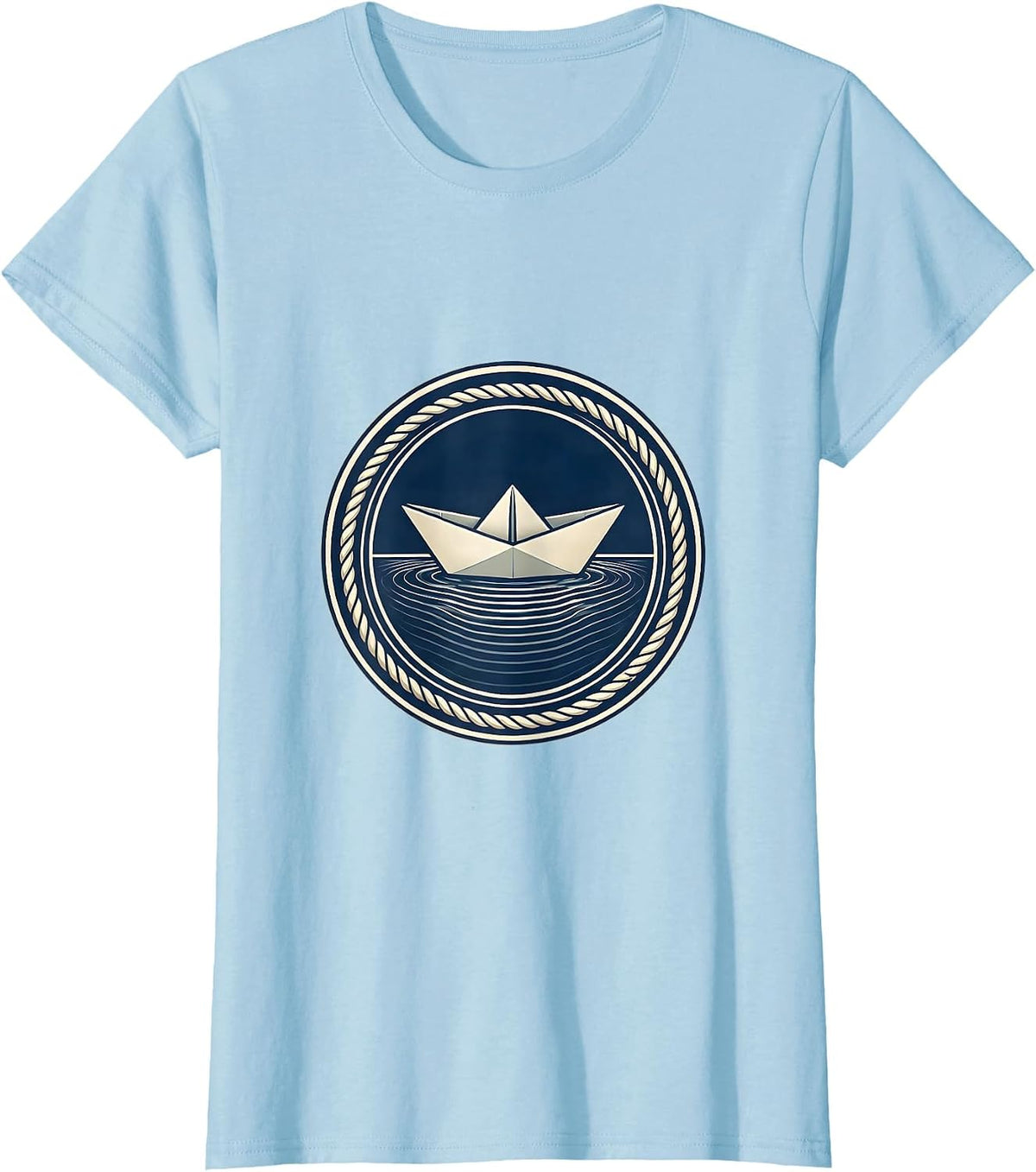School Counselor Paper Boat Calm Water Illustration T-Shirt - Baby Blue