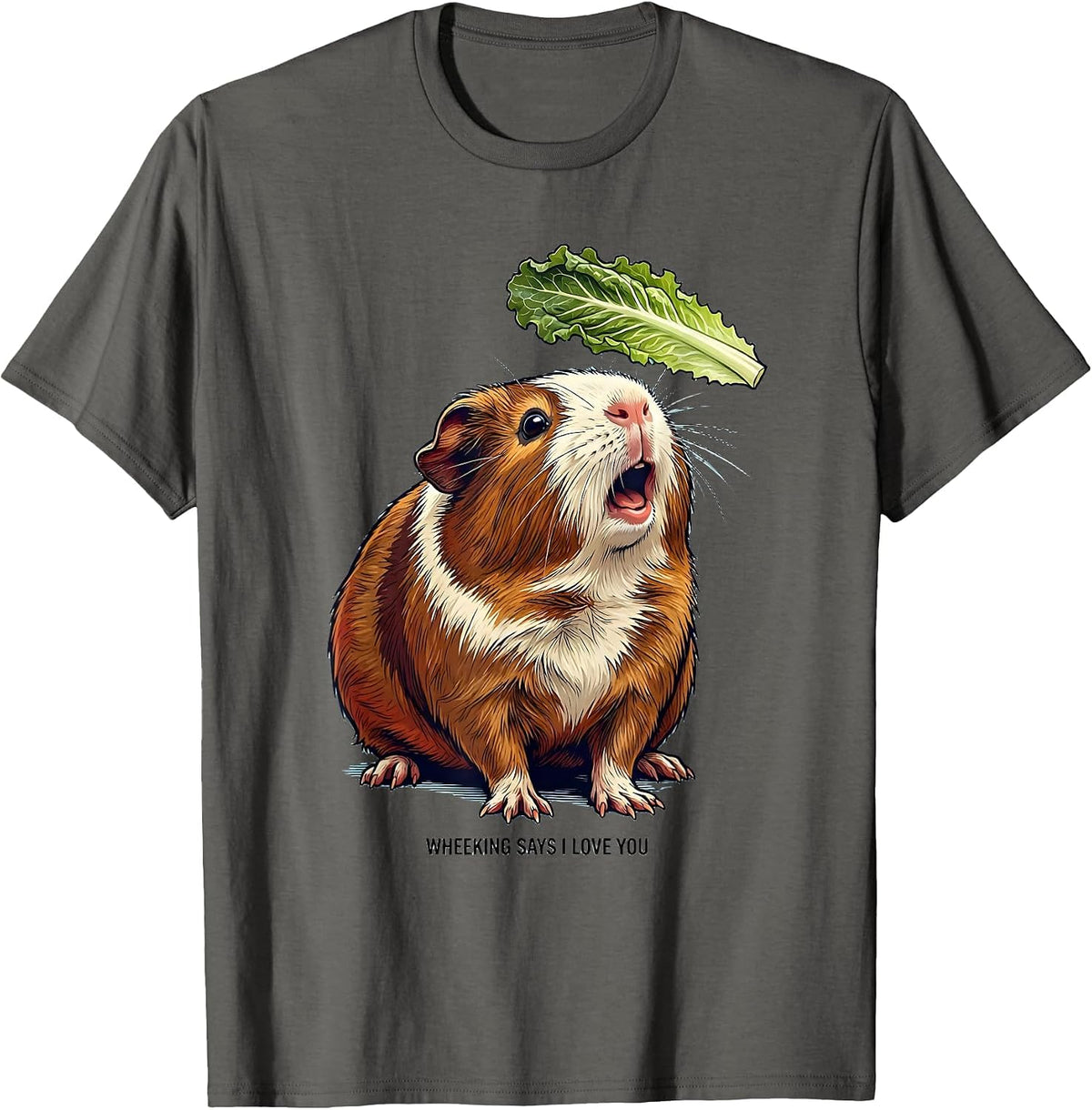 Wheeking Says I Love You Funny Guinea Pig Cavy Lover Gift T-Shirt - Asphalt Grey