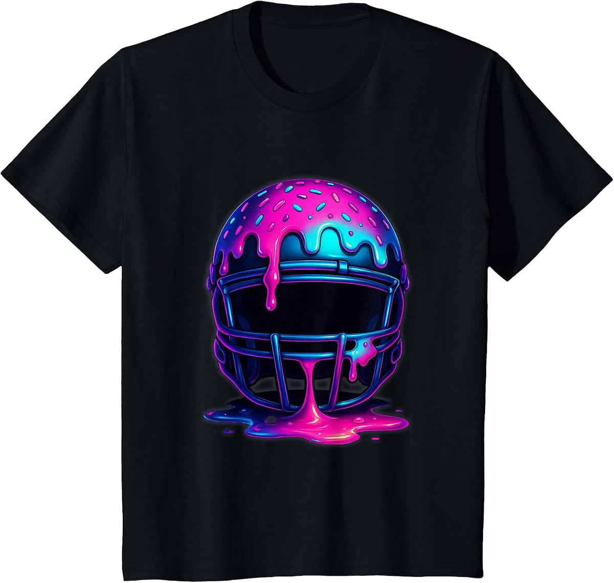 Football Drip Ice Cream Sprinkles for Lineman WR QB RB Men T-Shirt - Black
