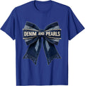 Denim And Pearls Coquette Glam Ladylike Fashion Party Gift T-Shirt - Royal Blue