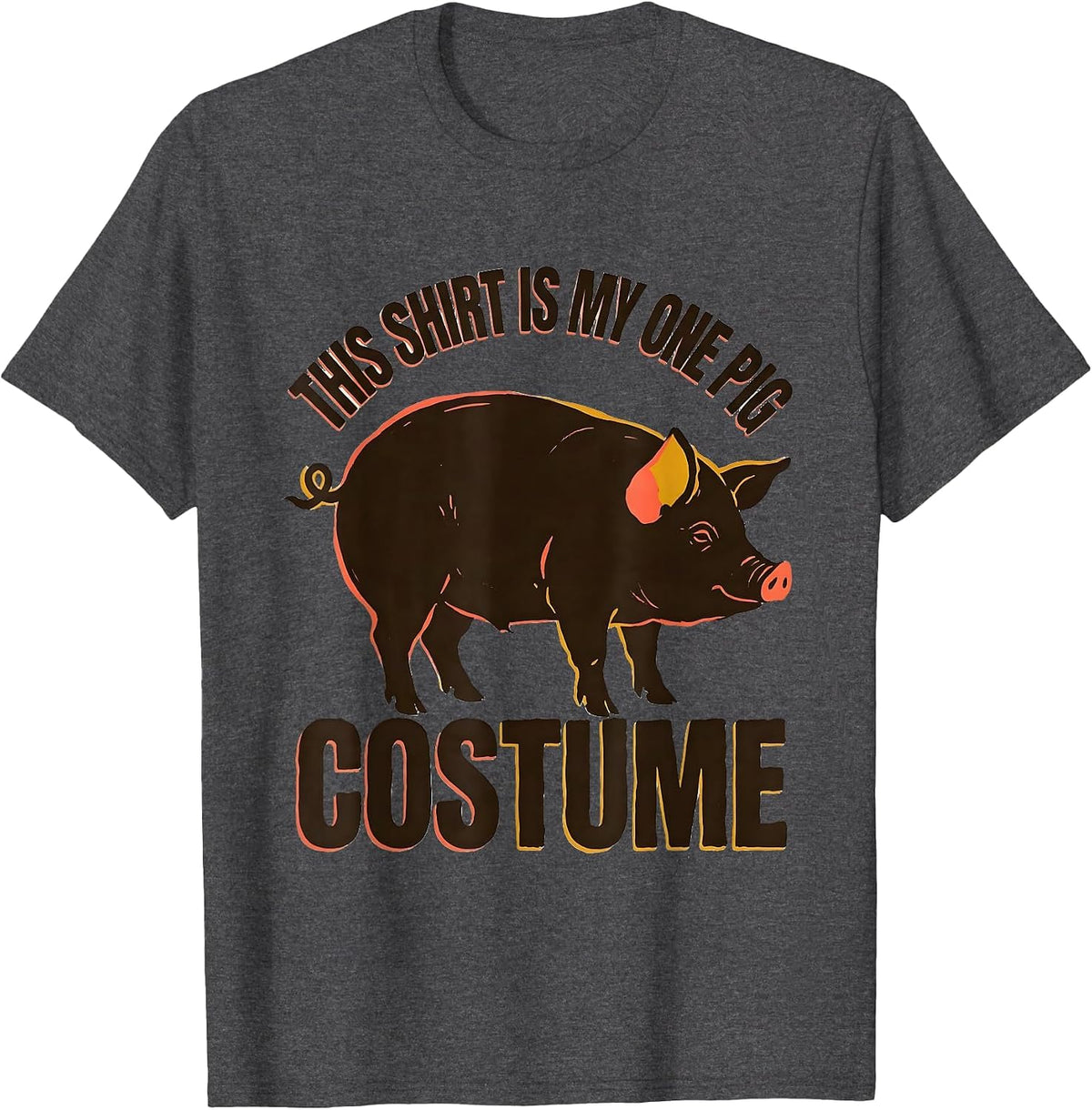 This Shirt Is My One Pig Costume Midcentury Modern Pig Lover T-Shirt - Dark Heather Grey