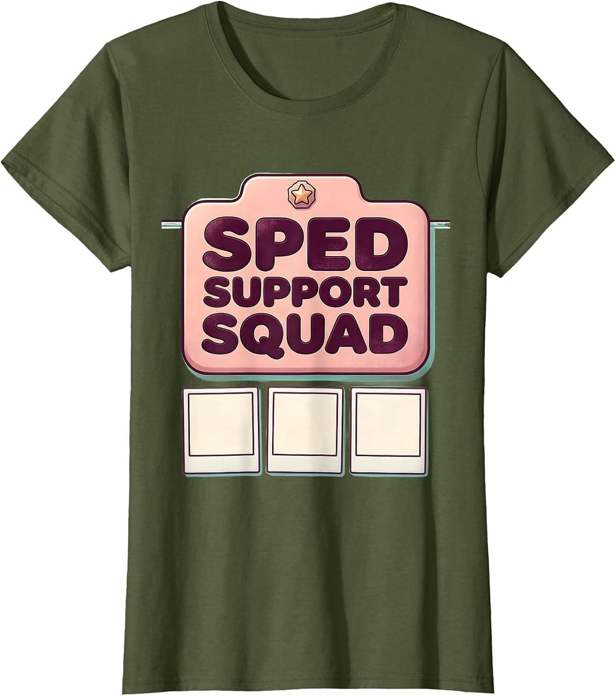 Women's SPED Support Squad Cute Kawaii Special Education Teacher T-Shirt - Olive Green