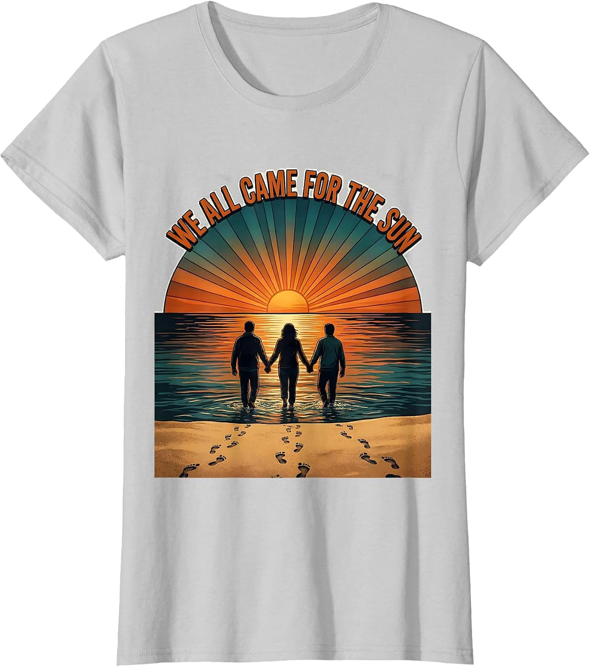 We All Came For The Sun Retro Beach Summer Vacation Group T-Shirt - Silver Grey