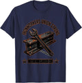 Ironworkers Union Strong Linocut Skilled Trades Labor Pride T-Shirt - Navy Blue
