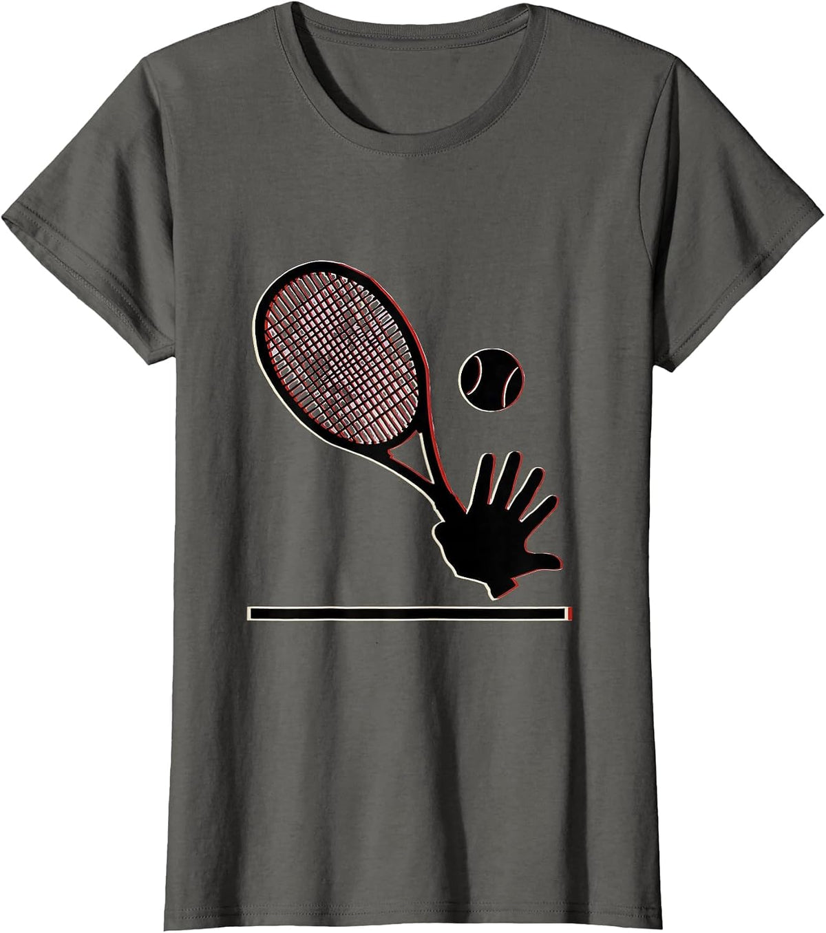 Women's Angular Tennis Racket Hand Silhouette Humor Player Gift T-Shirt - Asphalt Grey
