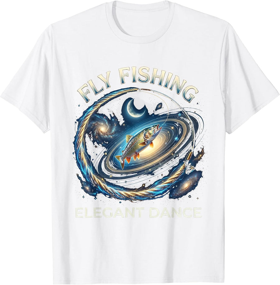Fly Fishing Elegant Dance Angler Design T-Shirt - White