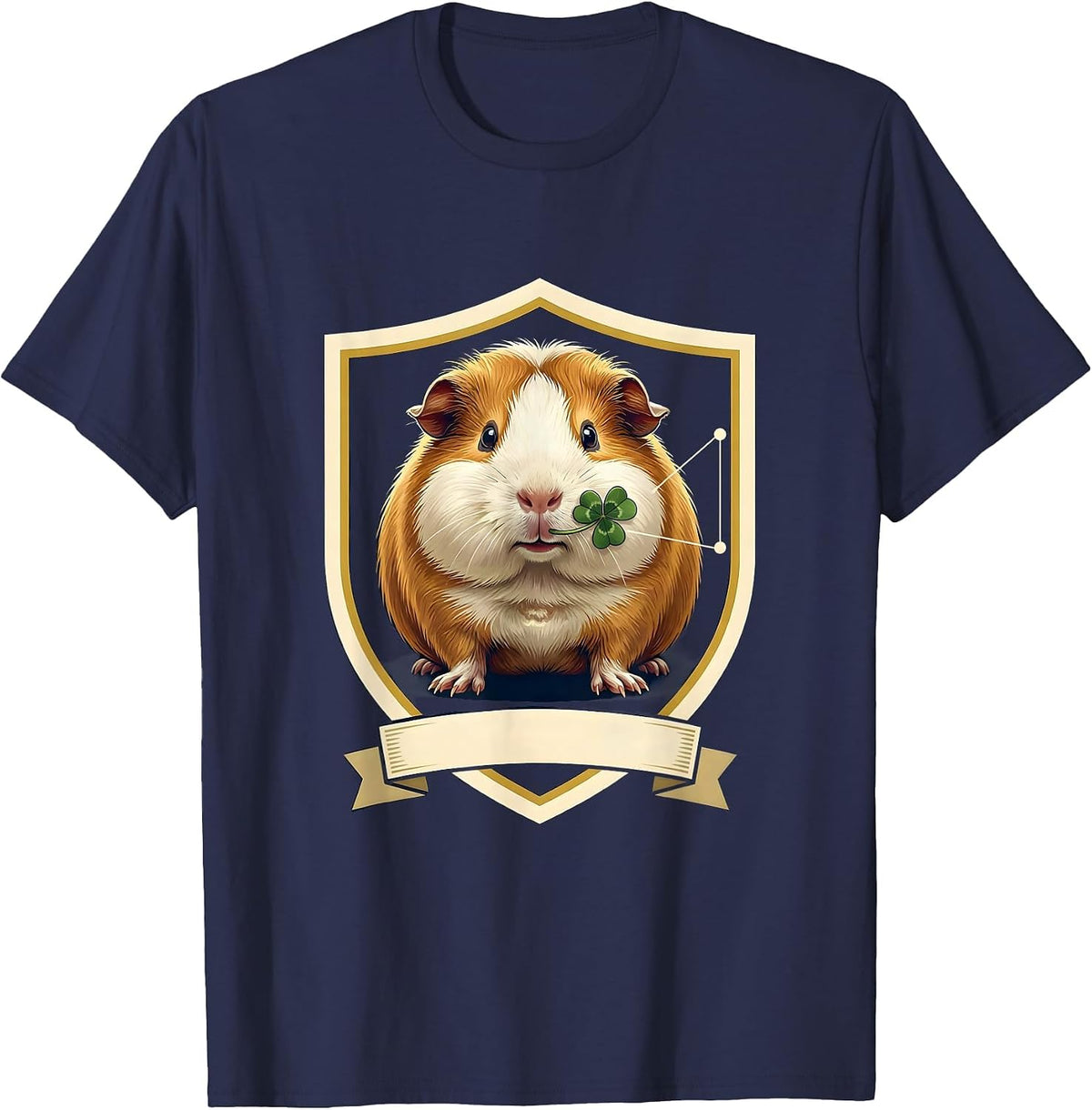 Guinea Pig Emblem Funny Cavy Lover Novelty T-Shirt - Navy Blue