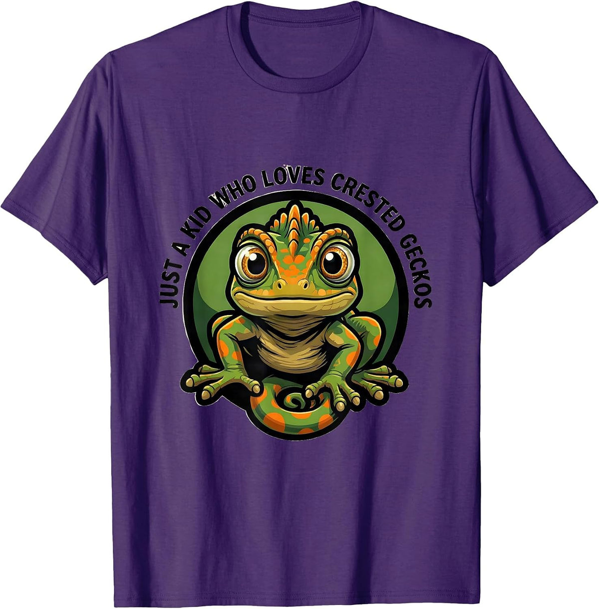 Just A Kid Who Loves Crested Geckos Funny Reptile Lover T-Shirt - Purple