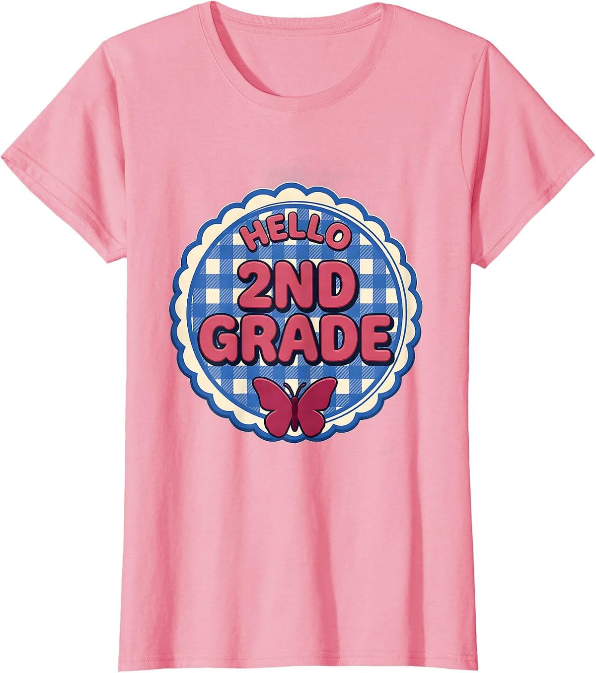 Women's Hello 2nd Grade Cute Coquette Bow Back to School Second T-Shirt - Pink
