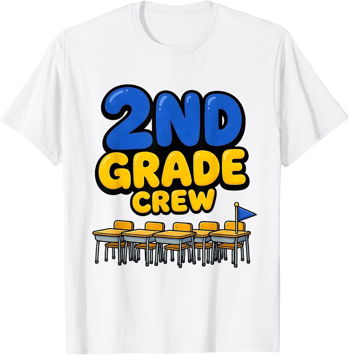 Men's 2nd Grade Crew Funny Teacher Back To School Crew T-Shirt - White