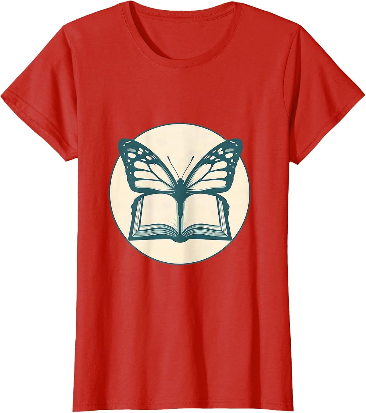 Special Education Teacher Butterfly Book Graphic T-Shirt - Red