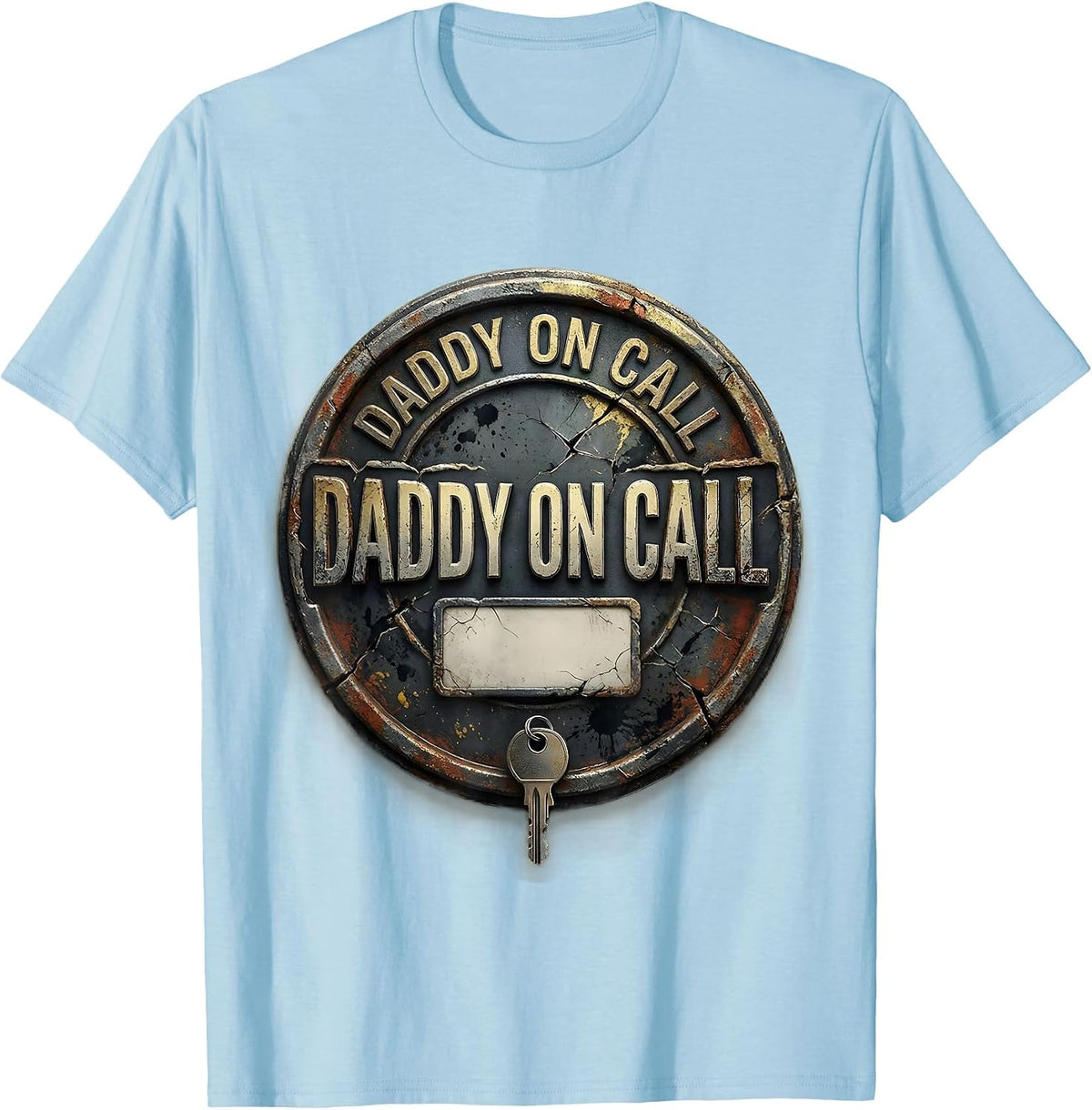 Men's Daddy On Call Distressed Funny Dad Humor T-Shirt - Baby Blue